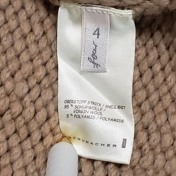 Dorothee Schumacher Braided Cable Knit Wool Flare Pullover Sweater Tan Sz 4 - Picture 6 of 12